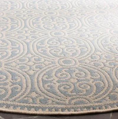 LINDEN 134 Collection LND134L-6R Cream / Aqua 6'-7" X 6'-7" Round