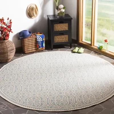 LINDEN 134 Collection LND134L-6R Cream / Aqua 6'-7" X 6'-7" Round