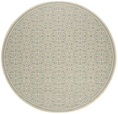 LINDEN 134 Collection LND134L-6R Cream / Aqua 6'-7" X 6'-7" Round