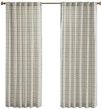 Madison Park Anaheim Natural Plaid Rod Pocket and Back Tab Curtain Panel with Fleece Lining