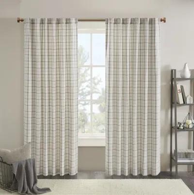 Madison Park Anaheim Natural Plaid Rod Pocket and Back Tab Curtain Panel with Fleece Lining