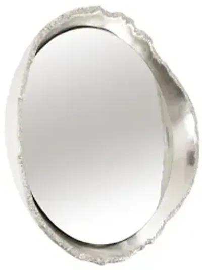 broken egg mirror, silver leaf