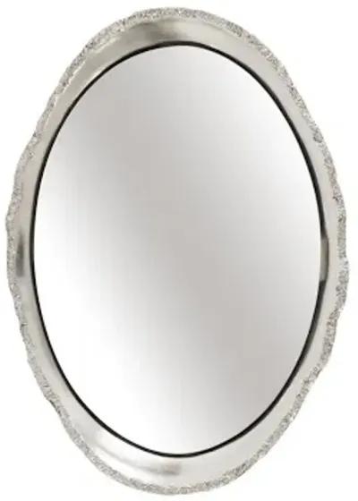 broken egg mirror, silver leaf