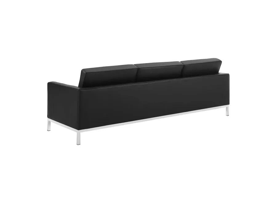 Loft Tufted Upholstered Faux Leather Sofa