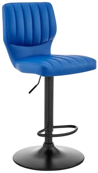 Bardot Adjustable Height Blue Faux Leather Swivel Bar Stool