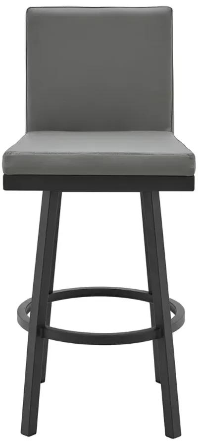 Gem Swivel Modern Metal and Gray Faux Leather Bar and Counter Stool