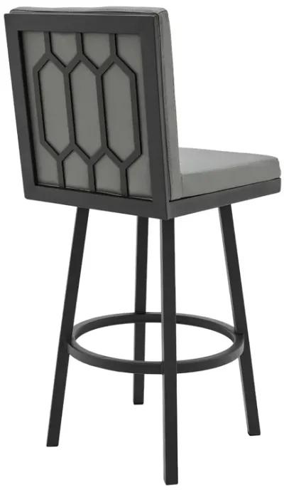 Gem Swivel Modern Metal and Gray Faux Leather Bar and Counter Stool