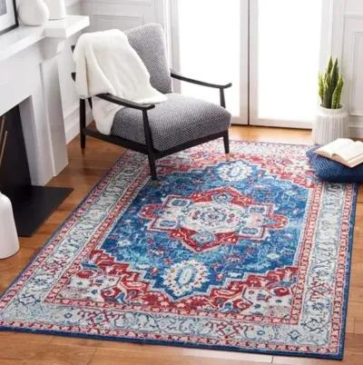 Brentwood 851 Navy / Red 3' X 5' Small Rectangle Powerloomed Rug