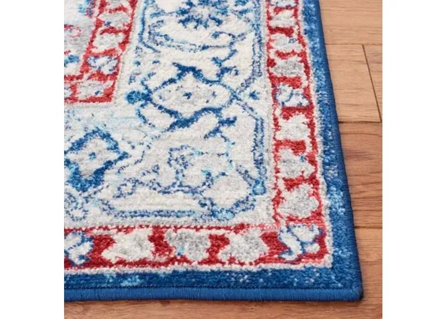 Brentwood 851 Navy / Red 3' X 5' Small Rectangle Powerloomed Rug