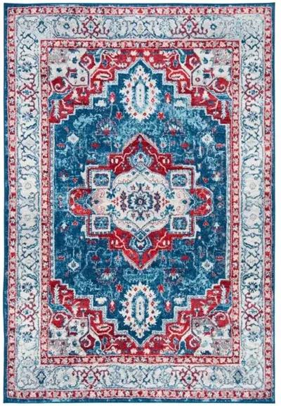 Brentwood 851 Navy / Red 3' X 5' Small Rectangle Powerloomed Rug