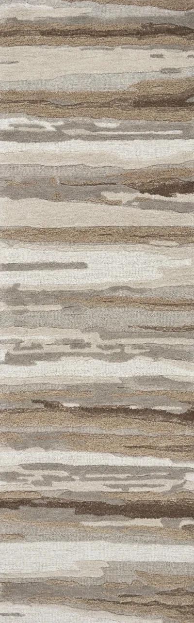 Vogue Beige Abstract Wool 2'6" x 8' Runner Rug