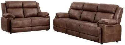 Ellington 2-piece Upholstered Padded Arm Sofa Set Dark Brown