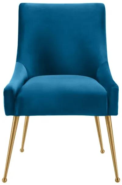 Beatrix Pleated Navy Velvet Side Chair