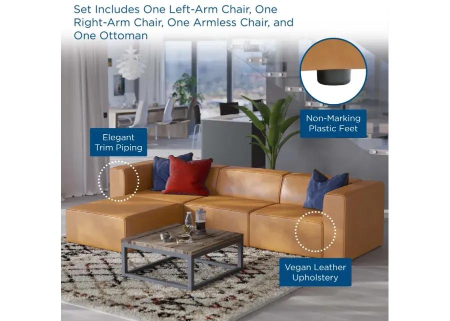 Mingle Vegan Leather Sofa and Ottoman Set