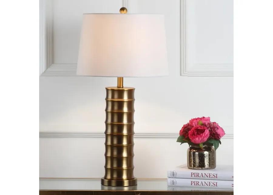 Linus 28.5-Inch H Brass Column Table Lamp - Set of 2