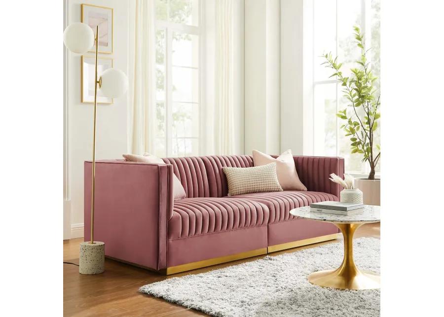 Sanguine Channel Tufted Performance Velvet Modular  Loveseat