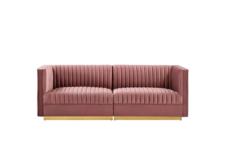 Sanguine Channel Tufted Performance Velvet Modular  Loveseat