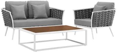 Stance 3 Piece Outdoor Patio Aluminum Sectional Sofa Set