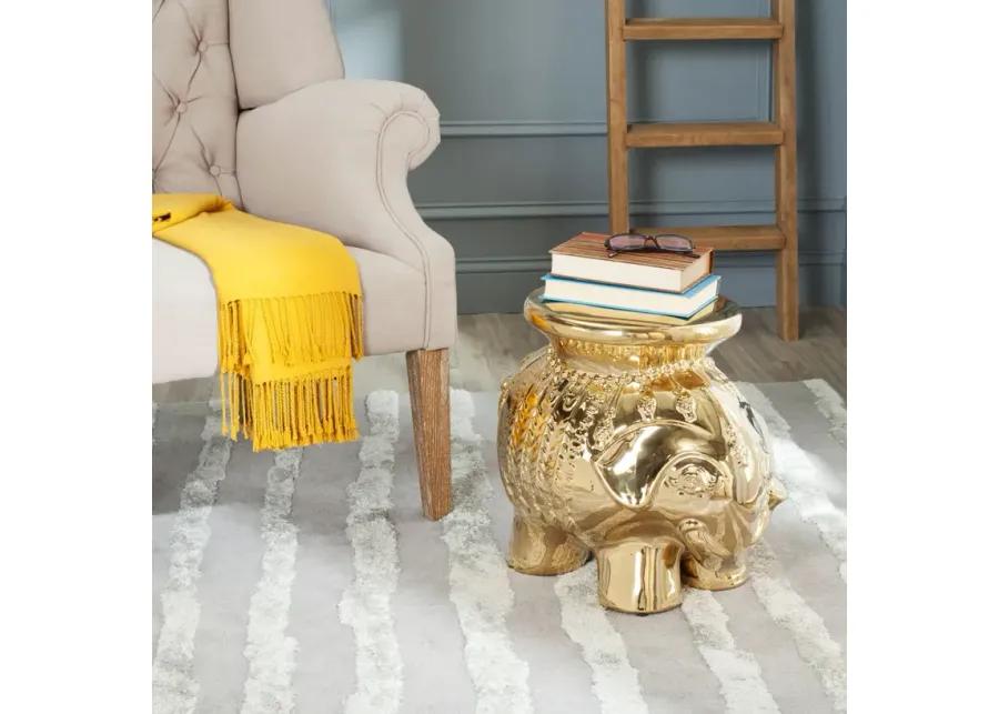 Gold Glazed Ceramic Elephant Stool