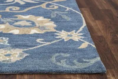 Leone Blue Traditional Motifs  Wool 5' x 8' Rectangle Rug