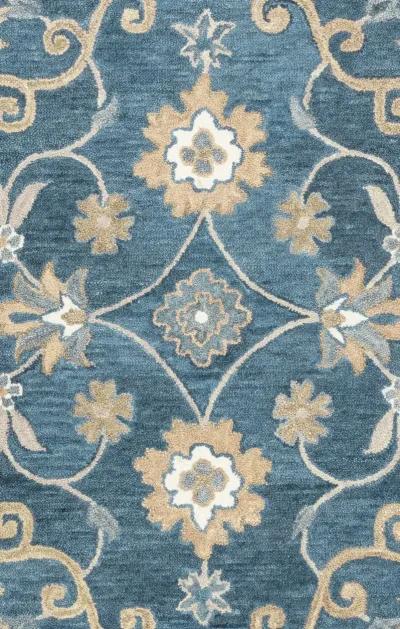 Leone Blue Traditional Motifs  Wool 5' x 8' Rectangle Rug