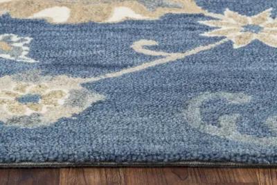 Leone Blue Traditional Motifs  Wool 5' x 8' Rectangle Rug