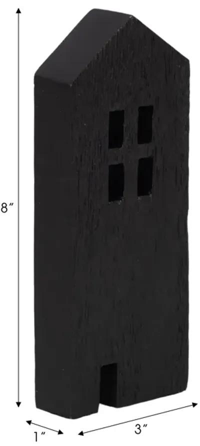 8" Wood House Decor, Black