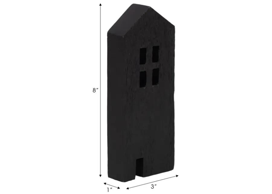 8" Wood House Decor, Black