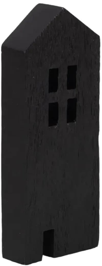 8" Wood House Decor, Black