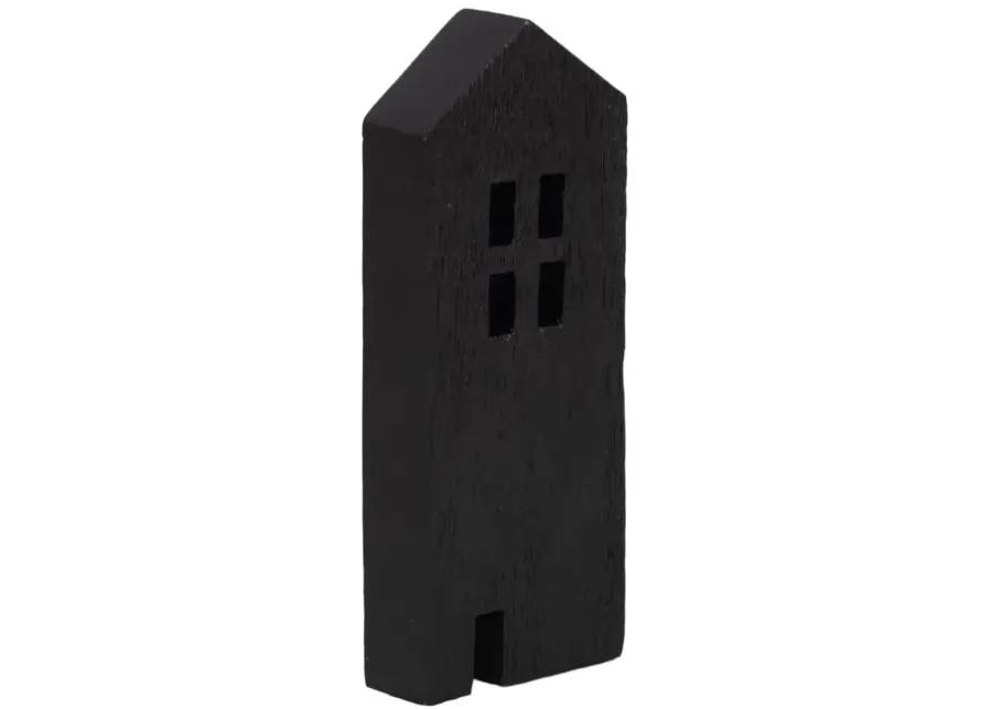 8" Wood House Decor, Black