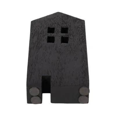 8" Wood House Decor, Black