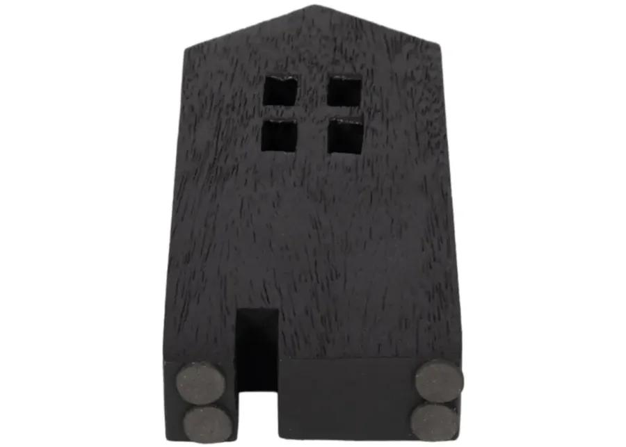 8" Wood House Decor, Black