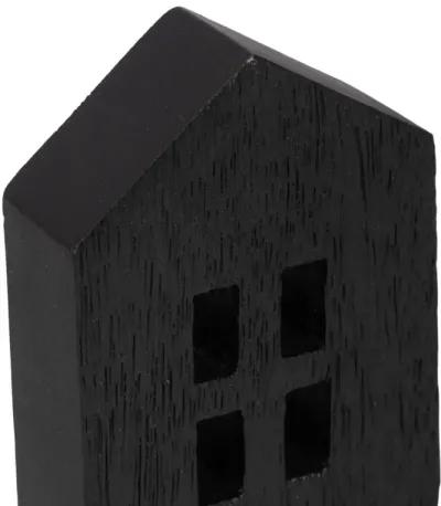 8" Wood House Decor, Black