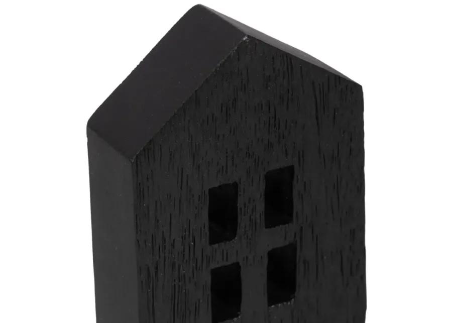 8" Wood House Decor, Black