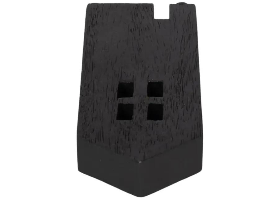 8" Wood House Decor, Black