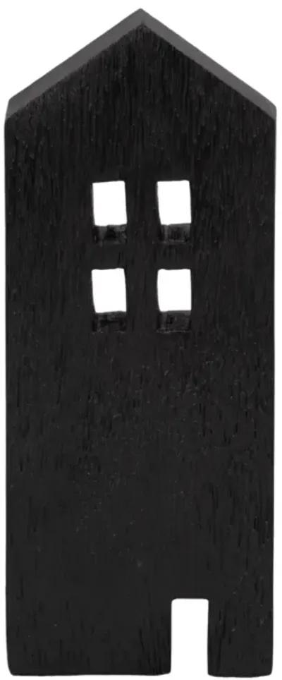 8" Wood House Decor, Black