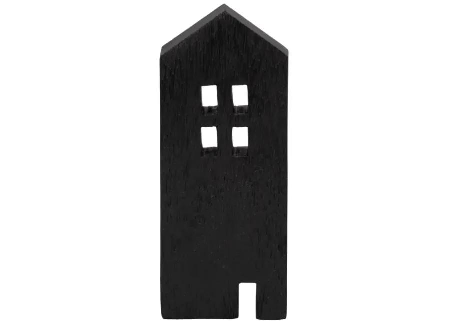 8" Wood House Decor, Black