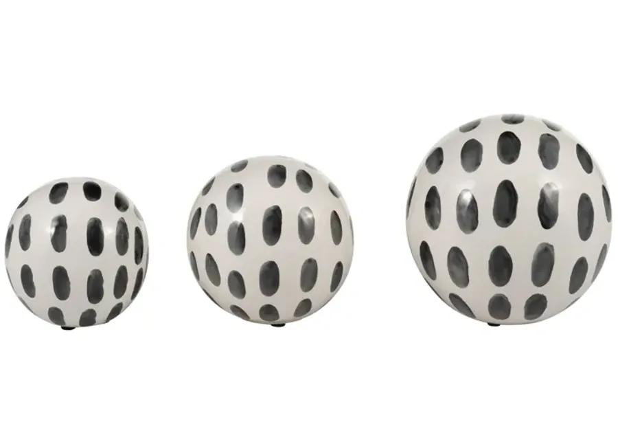 Cer, S/3 4/5/6" Spotted Orbs, Blk/wht