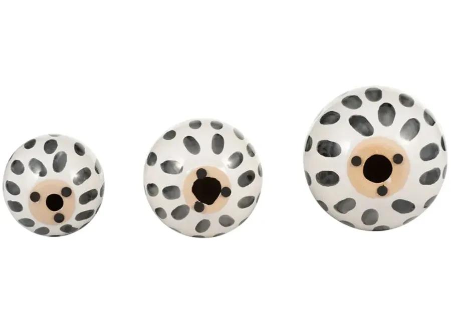 Cer, S/3 4/5/6" Spotted Orbs, Blk/wht