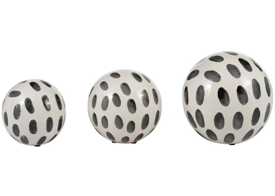 Cer, S/3 4/5/6" Spotted Orbs, Blk/wht