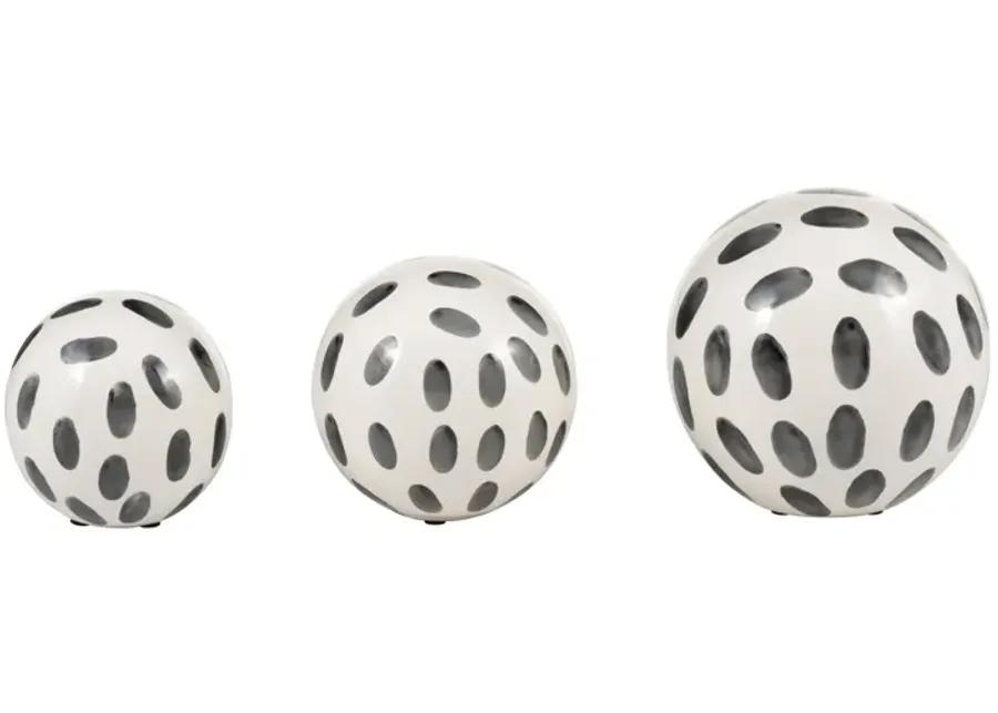 Cer, S/3 4/5/6" Spotted Orbs, Blk/wht