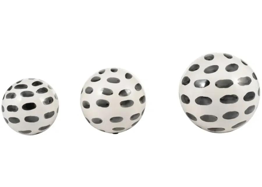 Cer, S/3 4/5/6" Spotted Orbs, Blk/wht