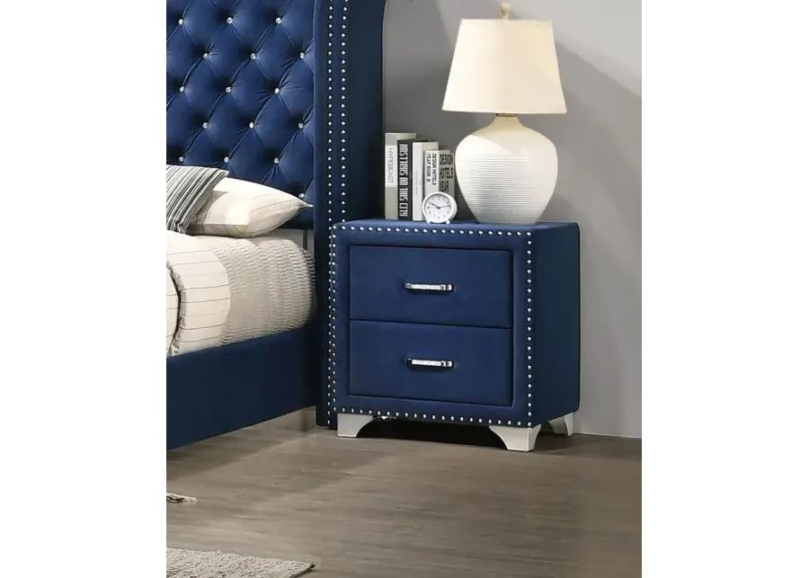 Melody 2-drawer Upholstered Nightstand Pacific Blue