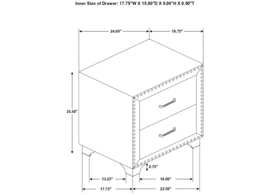 Melody 2-drawer Upholstered Nightstand Pacific Blue