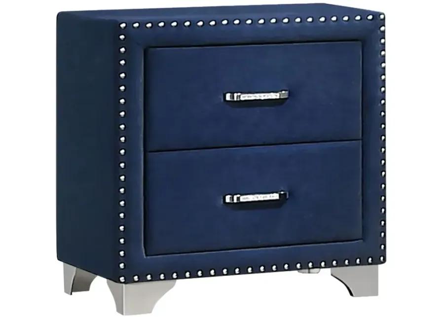 Melody 2-drawer Upholstered Nightstand Pacific Blue