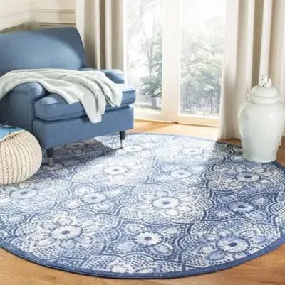 Brentwood 862 Navy / Creme 6'-7" X 6'-7" Round Round Powerloomed Rug