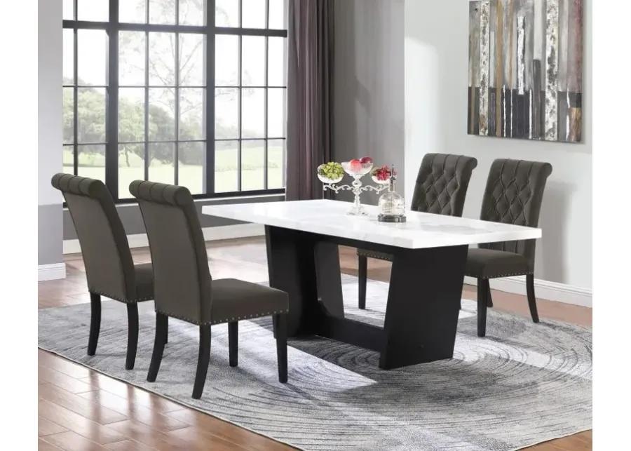 Sherry 5-piece Rectangular Marble Top Dining Set Brown and White