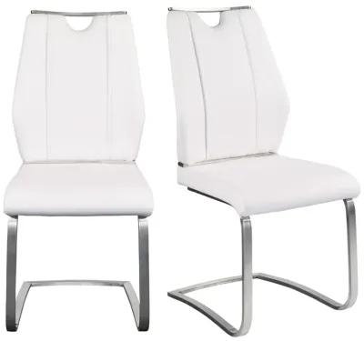 Lexington Side Chair in White and Brushed Stainless Steel - Set of 2