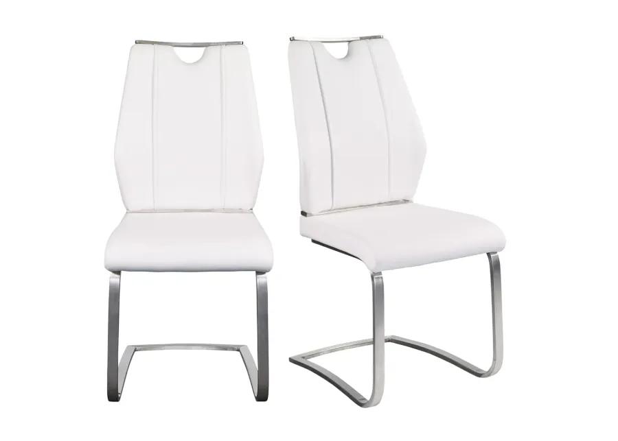 Lexington Side Chair in White and Brushed Stainless Steel - Set of 2