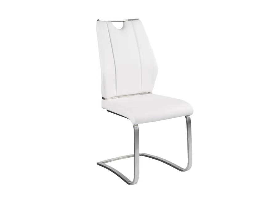 Lexington Side Chair in White and Brushed Stainless Steel - Set of 2